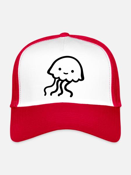 Jellyfish - Trucker Cap - white/red - Front