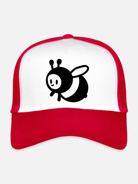 Abeille - Casquette trucker  - blanc/rouge - Devant