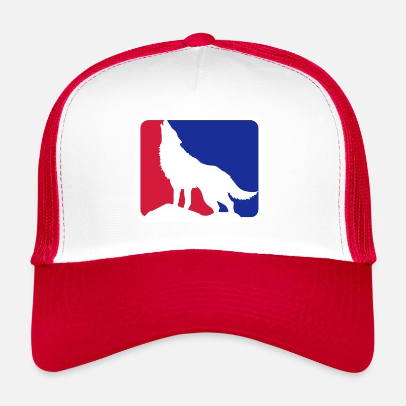 Wolf Hund Wildlife Werwolf Logo | Farben änderbar - Trucker Cap - Weiß/Rot