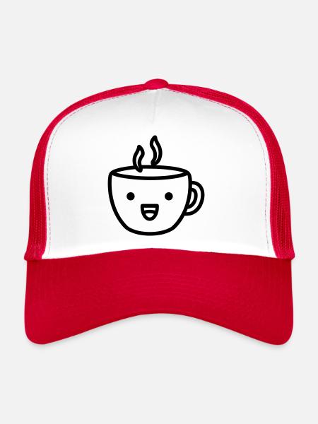 Kaffeebecher - Trucker Cap - Weiß/Rot