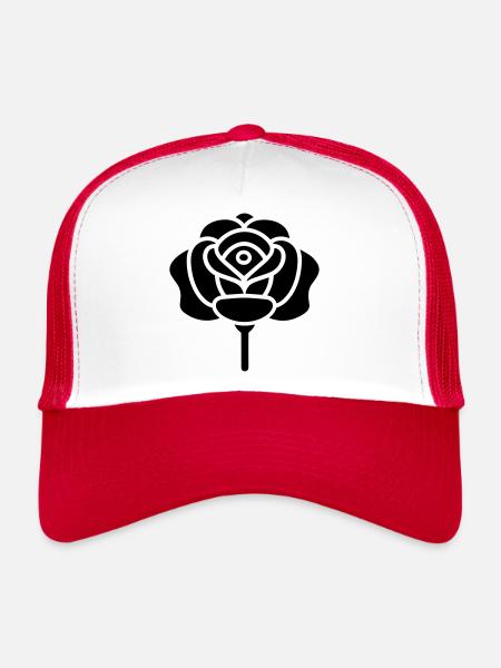 Pink Flower - Trucker Cap - white/red - Front