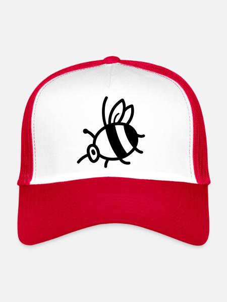 Abeille - Casquette trucker  - blanc/rouge - Devant