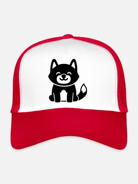 Chien - Casquette trucker  - blanc/rouge - Devant