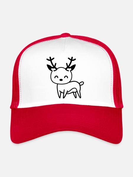 Deer - Trucker Cap - white/red - Front