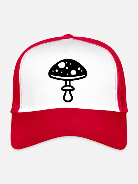 Champignon - Casquette trucker  - blanc/rouge - Devant