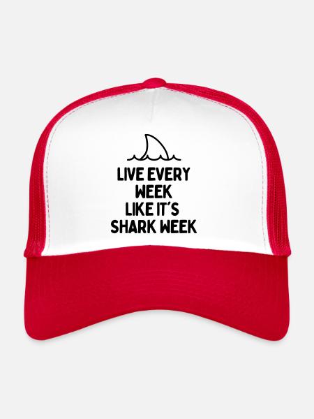 VIVEZ CHAQUE SEMAINE COMME SA SEMAINE REQUIN - Casquette trucker  - blanc/rouge - Devant