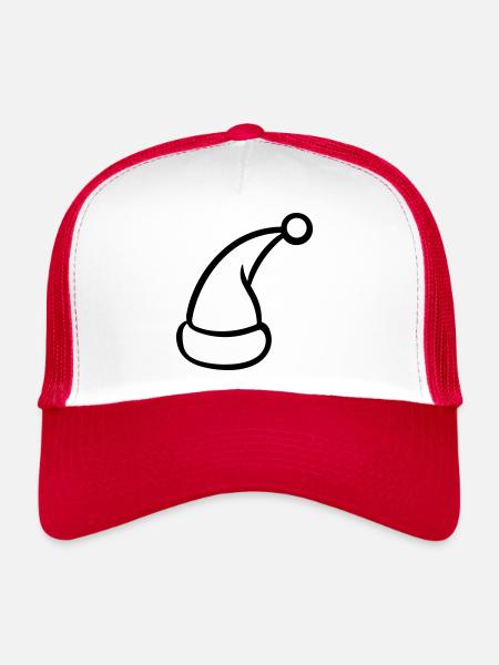 bonnet de noel - Casquette trucker  - blanc/rouge - Devant