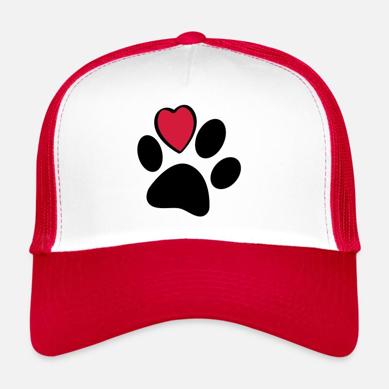 Hunde oder Katzen Pfoten mit Herz. Tag des Tieres Trucker Cap