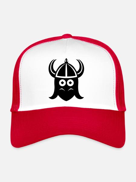 Viking Helmet Warrior - Trucker Cap - white/red - Front