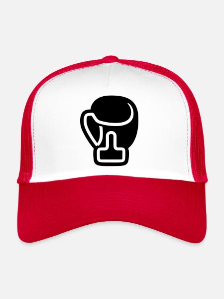 gant de boxe - Casquette trucker  - blanc/rouge - Devant
