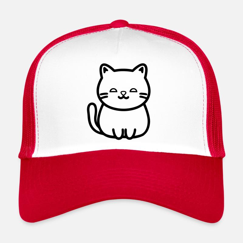 Katze - Trucker Cap - Weiß/Rot