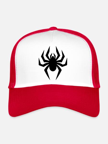 araignée - Casquette trucker  - blanc/rouge - Devant