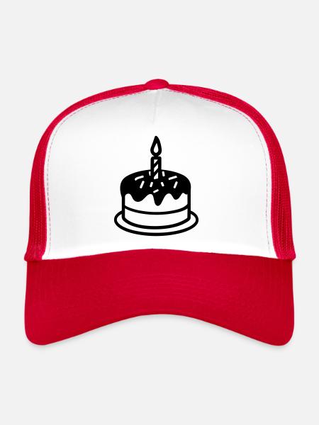 Gateau d'anniversaire - Casquette trucker  - blanc/rouge - Devant
