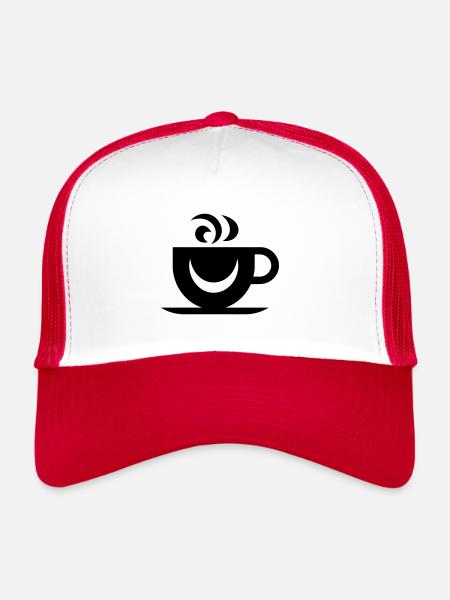 Kaffee - Trucker Cap - Weiß/Rot