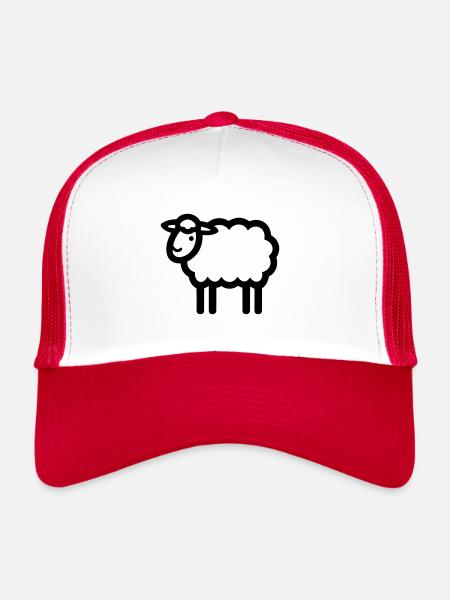 sheep - Trucker Cap - white/red - Front