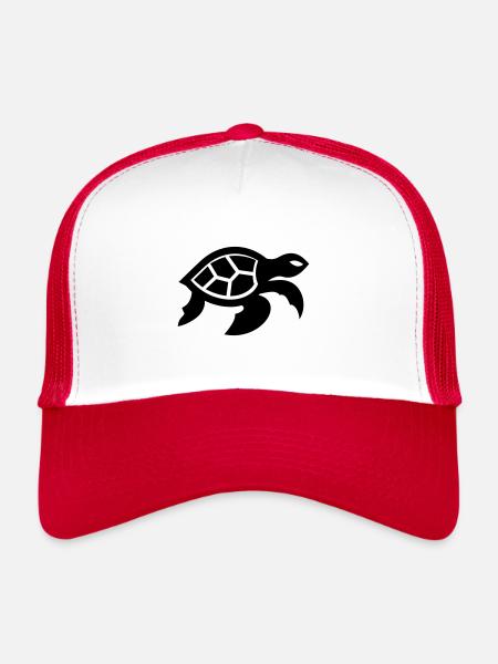 Tortue - Casquette trucker  - blanc/rouge - Devant
