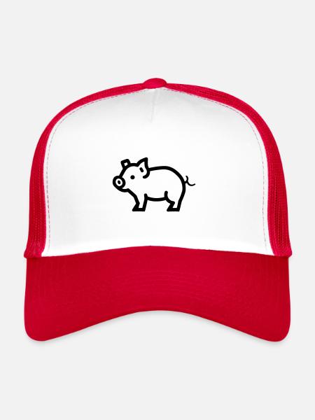 cochon - Casquette trucker  - blanc/rouge - Devant