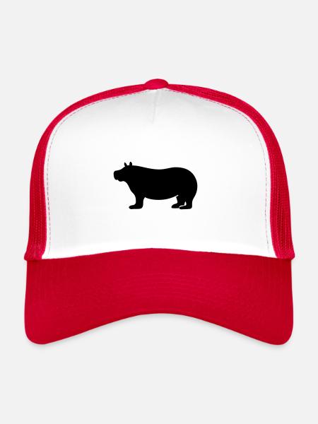 hippopotame - Casquette trucker  - blanc/rouge - Devant