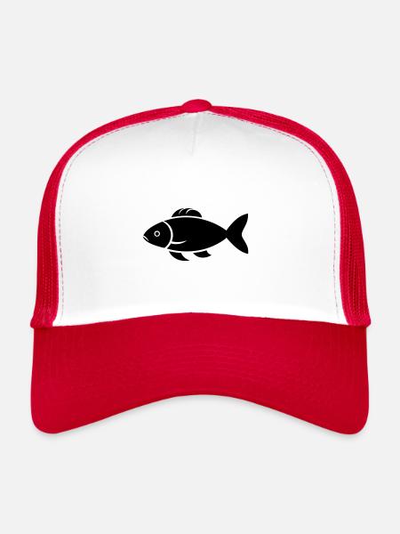 Small Carp Fish - Trucker Cap - white/red - Front