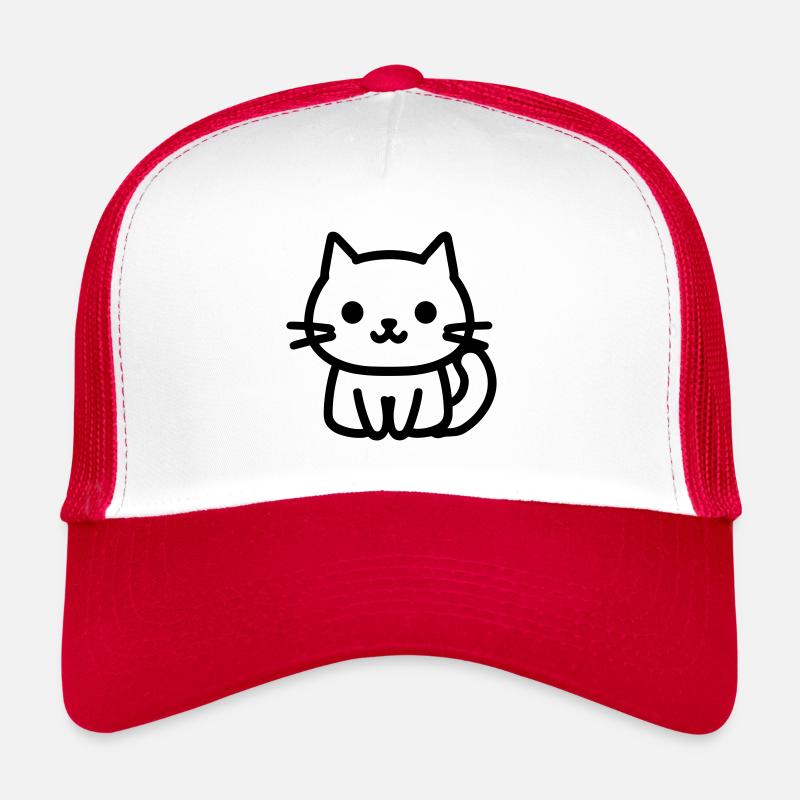 Katze - Trucker Cap - Weiß/Rot