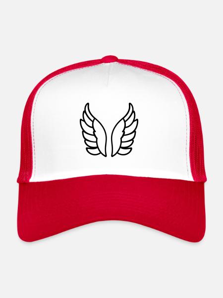 Ailes d'ange - Casquette trucker  - blanc/rouge - Devant