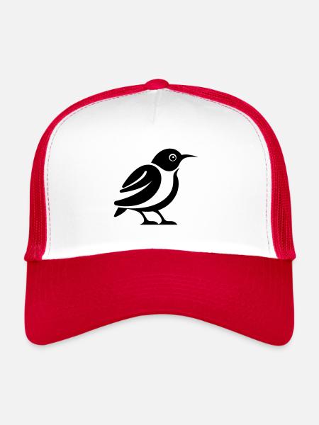 Oiseau - Casquette trucker  - blanc/rouge