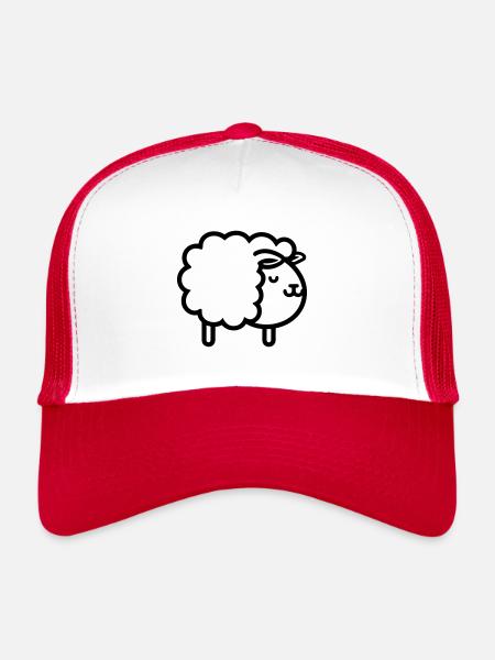 sheep - Trucker Cap - white/red - Front