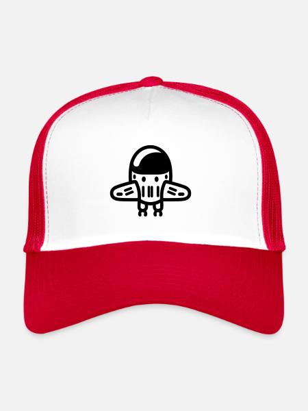 fliegende Untertasse - Trucker Cap - Weiß/Rot - Vorne