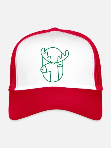 Sitting up moose head - Trucker Cap - white/red - Front