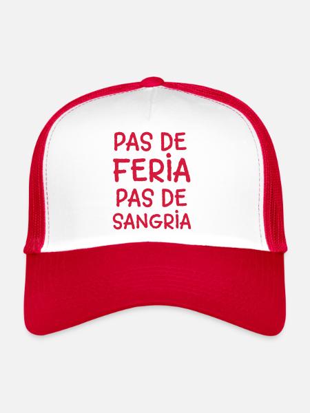 Feria alcool humour - Casquette trucker  - blanc/rouge - Devant