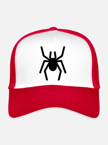 araignée - Casquette trucker  - blanc/rouge - Devant