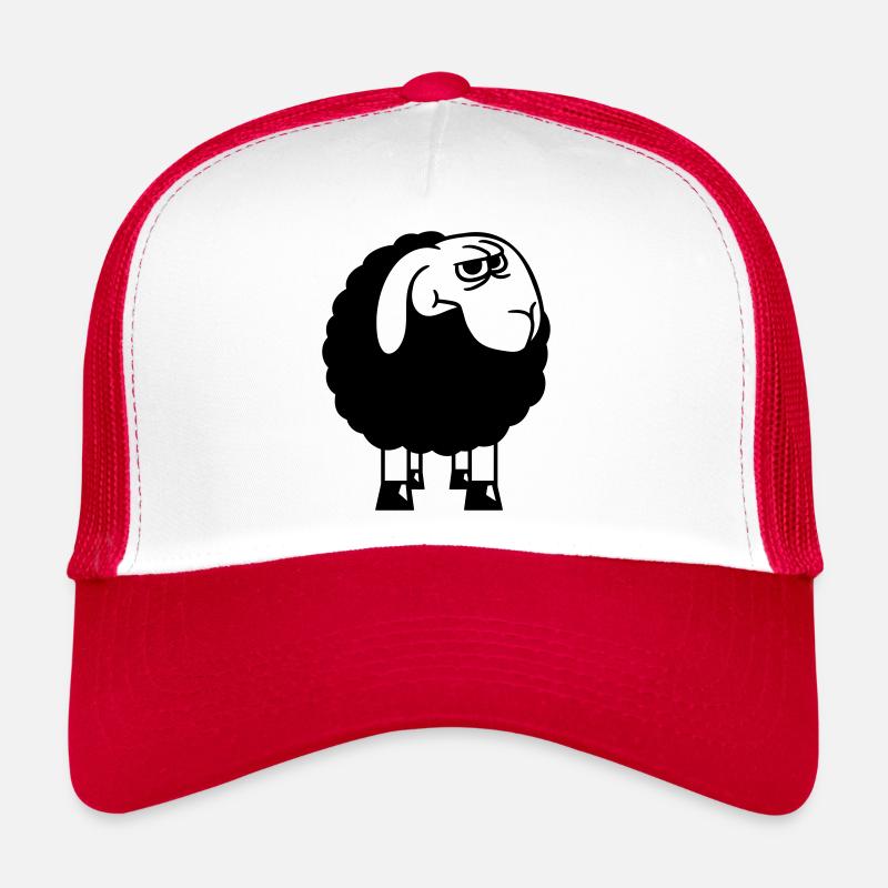 Sheep looks skeptical, critical, suspicious stares Trucker Cap