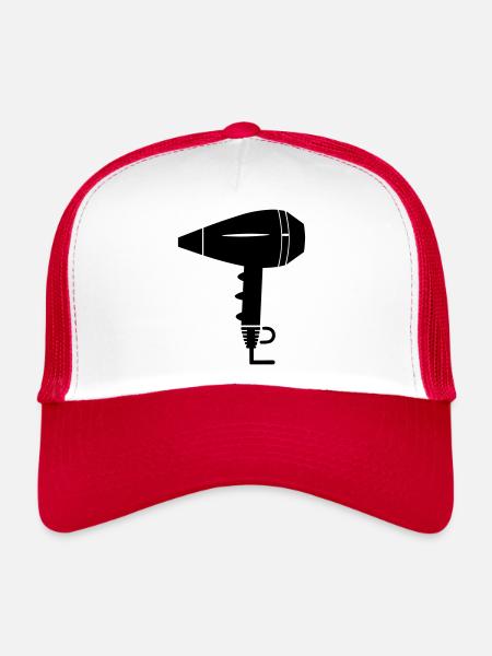 Seche cheveux - Casquette trucker  - blanc/rouge - Devant