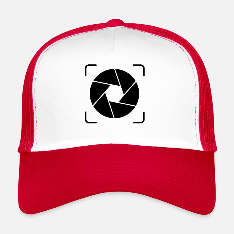 Caméra - lentilles - Casquette trucker - blanc/rouge
