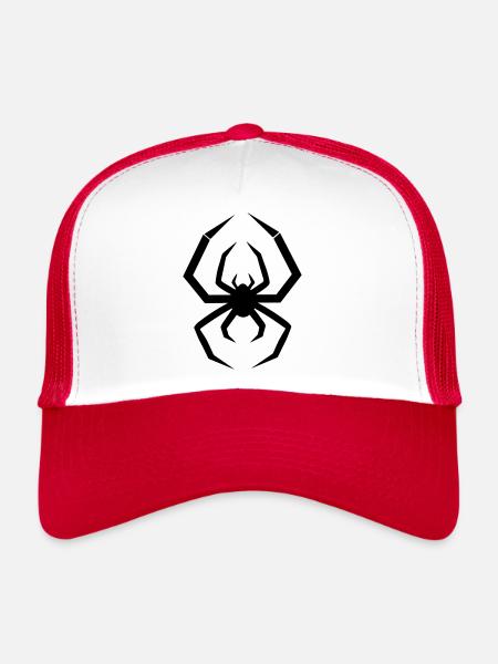 araignée - Casquette trucker  - blanc/rouge - Devant