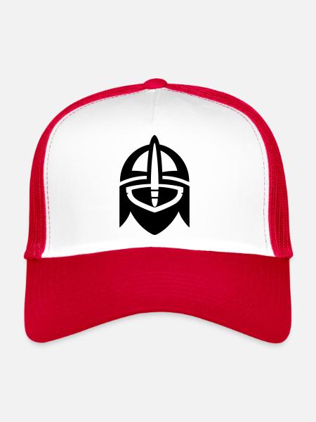 Viking Helmet Warrior - Trucker Cap - white/red - Front