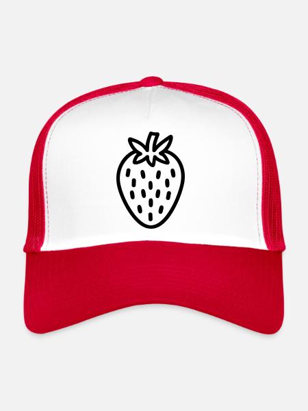 fraise - Casquette trucker  - blanc/rouge - Devant