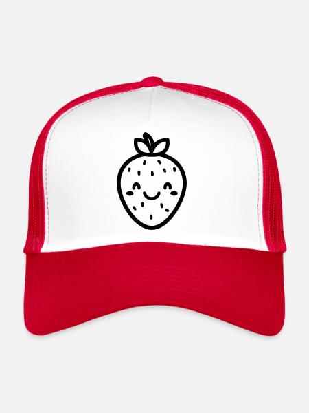 fraise - Casquette trucker  - blanc/rouge - Devant