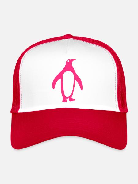 Pingouin mignon Antarctique pôle sud zoo animal oiseau cool - Casquette trucker  - blanc/rouge - Devant