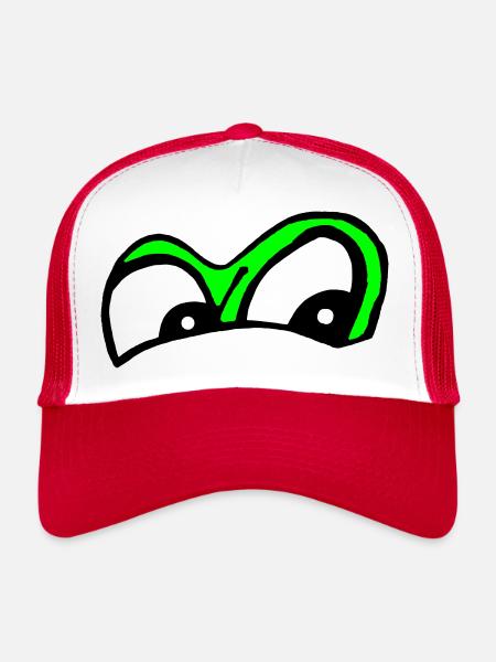 Les yeux sont étonnés - Casquette trucker  - blanc/rouge - Devant