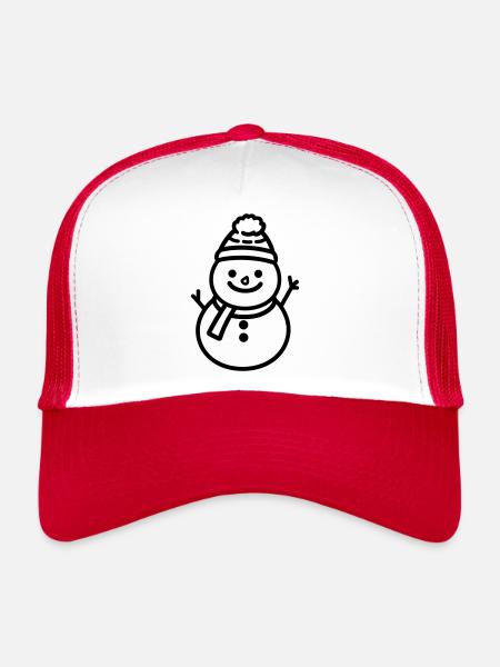 Bonhomme de neige - Casquette trucker  - blanc/rouge - Devant