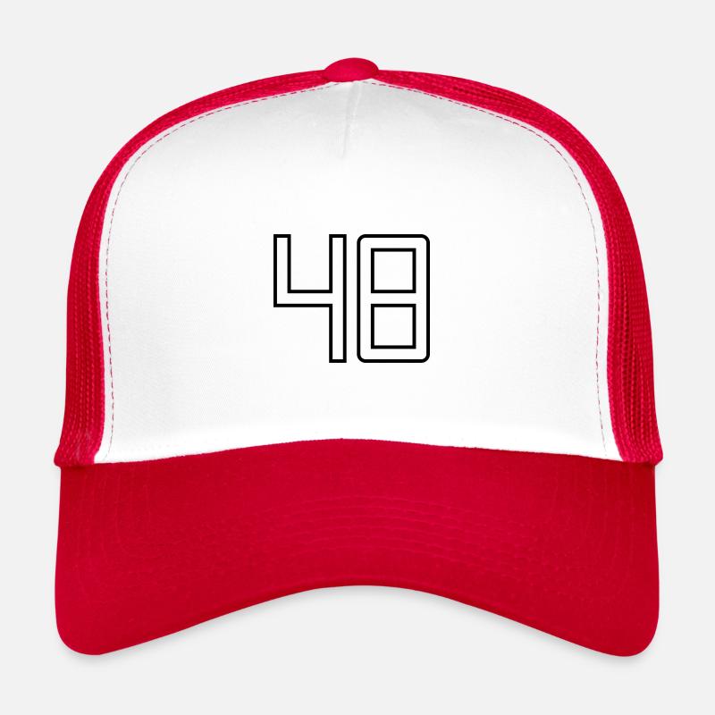 Number 48 (University Style) - Trucker Cap - white/red