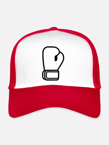 gant de boxe - Casquette trucker  - blanc/rouge - Devant