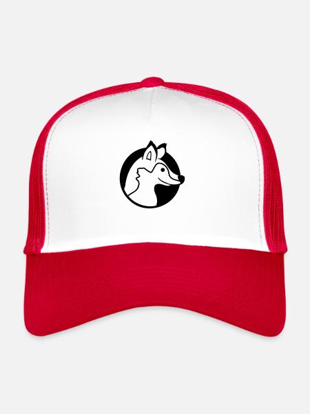 trou de renard roux renard sauvage animal peeps visage tête - Casquette trucker  - blanc/rouge - Devant