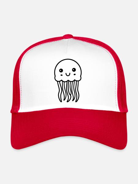 Méduse - Casquette trucker  - blanc/rouge - Devant