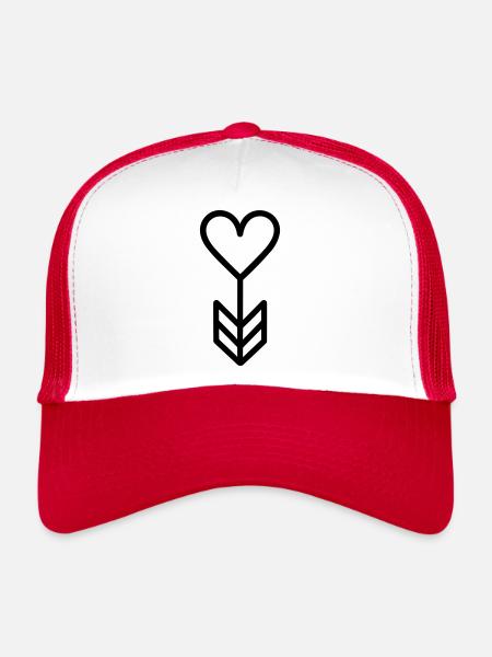 Flèche coeur - Casquette trucker  - blanc/rouge - Devant