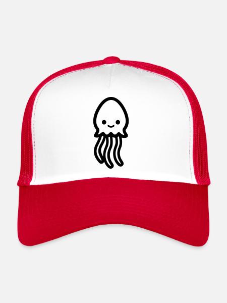 Méduse - Casquette trucker  - blanc/rouge - Devant