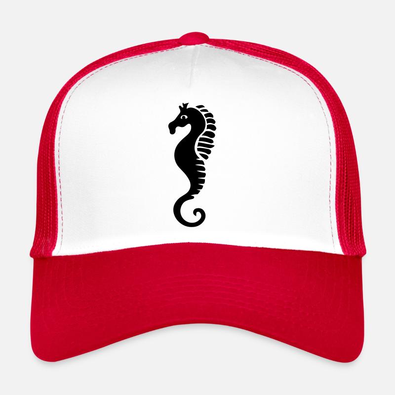 Hippocampe - Casquette trucker  - blanc/rouge