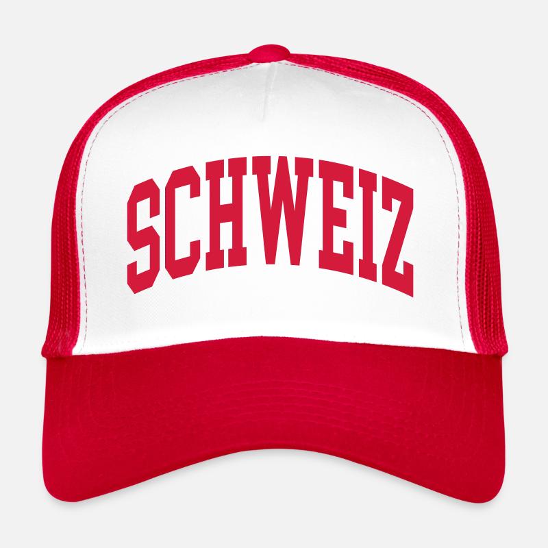 Suisse - Casquette trucker  - blanc/rouge