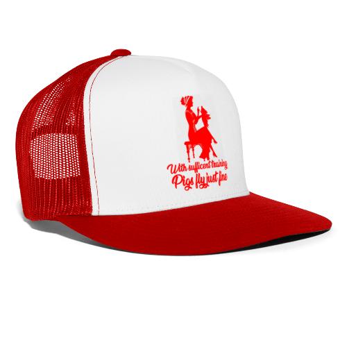 i maiali di addestramento volano il fumetto rosso di progettazione di arte - Cappellino sportivo